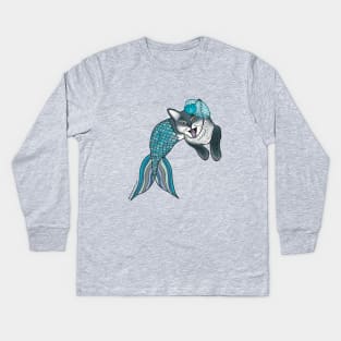 Purrmaid - Gray Tabby - Lucy Kids Long Sleeve T-Shirt